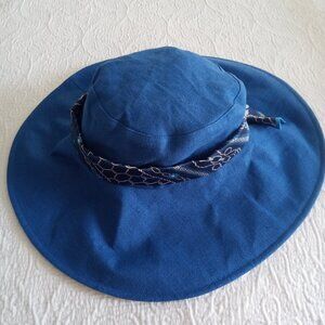 J. McLaughlin Novah Silk-trim Linen Hat In Blue